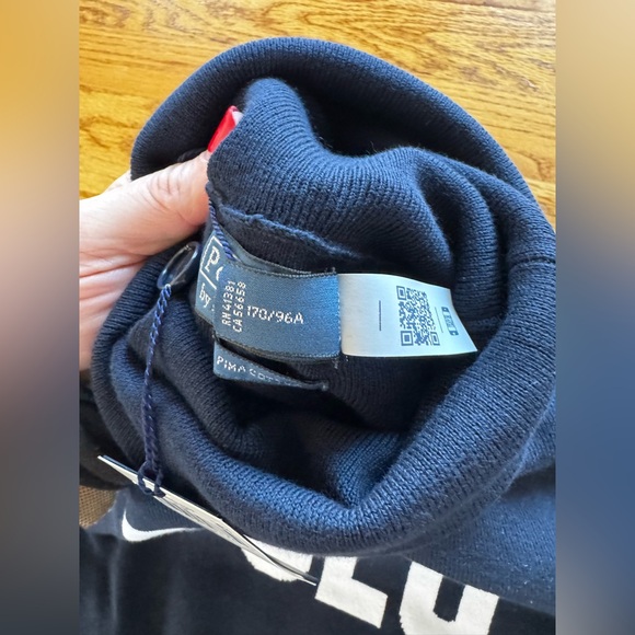 NWT Women’s Polo Ralph Lauren Logo Turtleneck Sweater in hunter navy, size large - Picture 9 of 15
